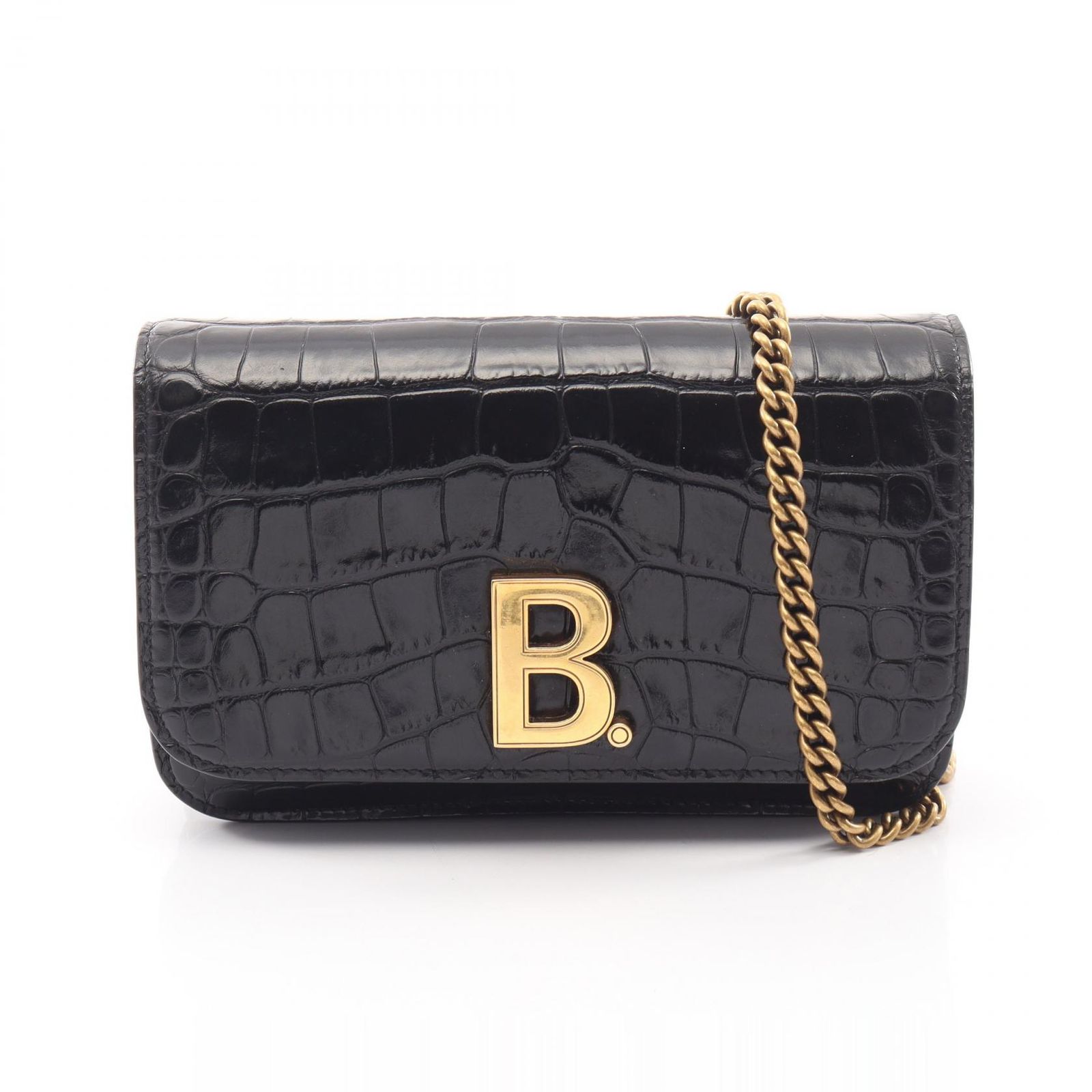BALENCIAGA バレンシアガ B. ビードット クロコ型押し ショルダーバッグ