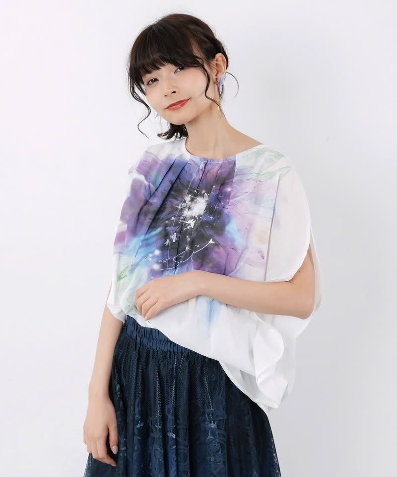 IS ScoLar（イズスカラー）水彩風大花柄 ラウンドシルエットプル