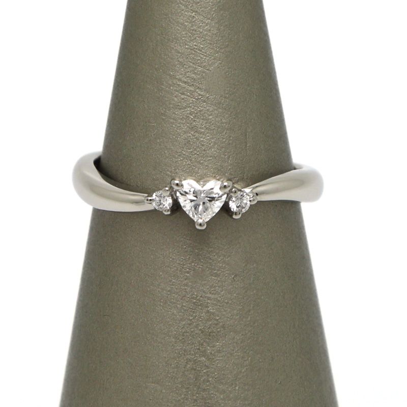 【楠本質店/元住吉】タサキ/TASAKI　Pt900　ハートシェイプ ダイヤモンド リング　ダイヤ0.19ct　9号　※刻印消し跡有【中古】