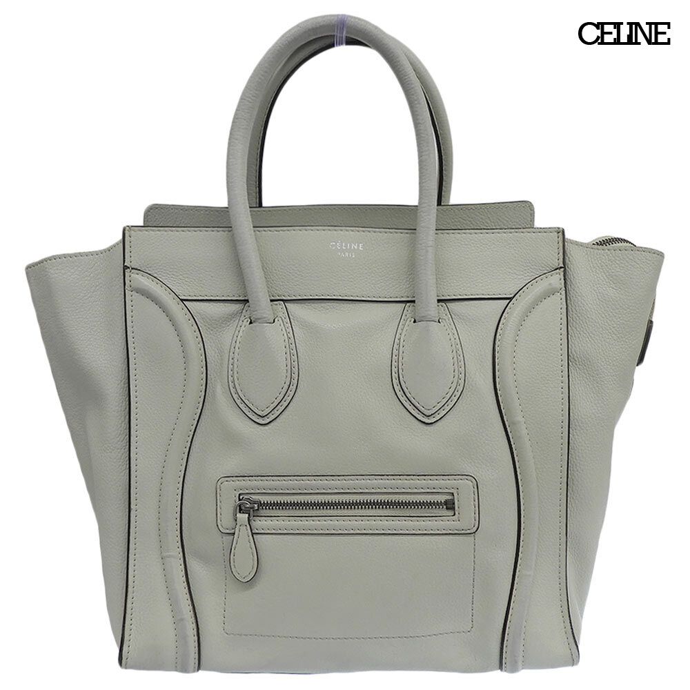 美品 セリーヌ CELINE ラゲージ ショッパー ミディアム レザー トート バッグ ハニーデュー レディース
