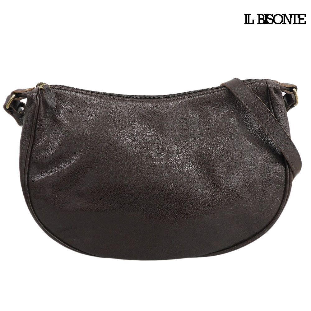 超美品 イルビゾンテ IL BISONTE 現行 定番 54_1_5412307310 ハーフムーン型 クロスボディ ショルダー バッグ こげ茶 定価69300円 8,760円