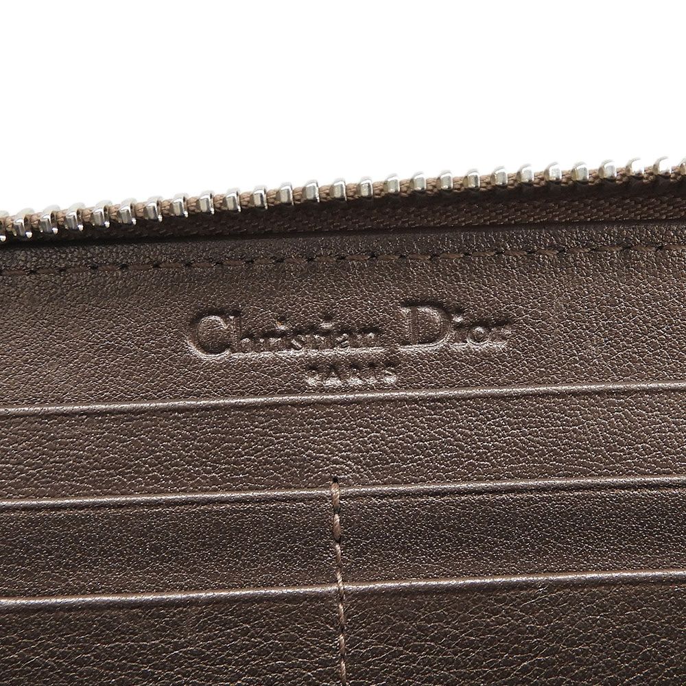 美品 ディオール Dior カナージュ ラウンド ファスナー 長財布