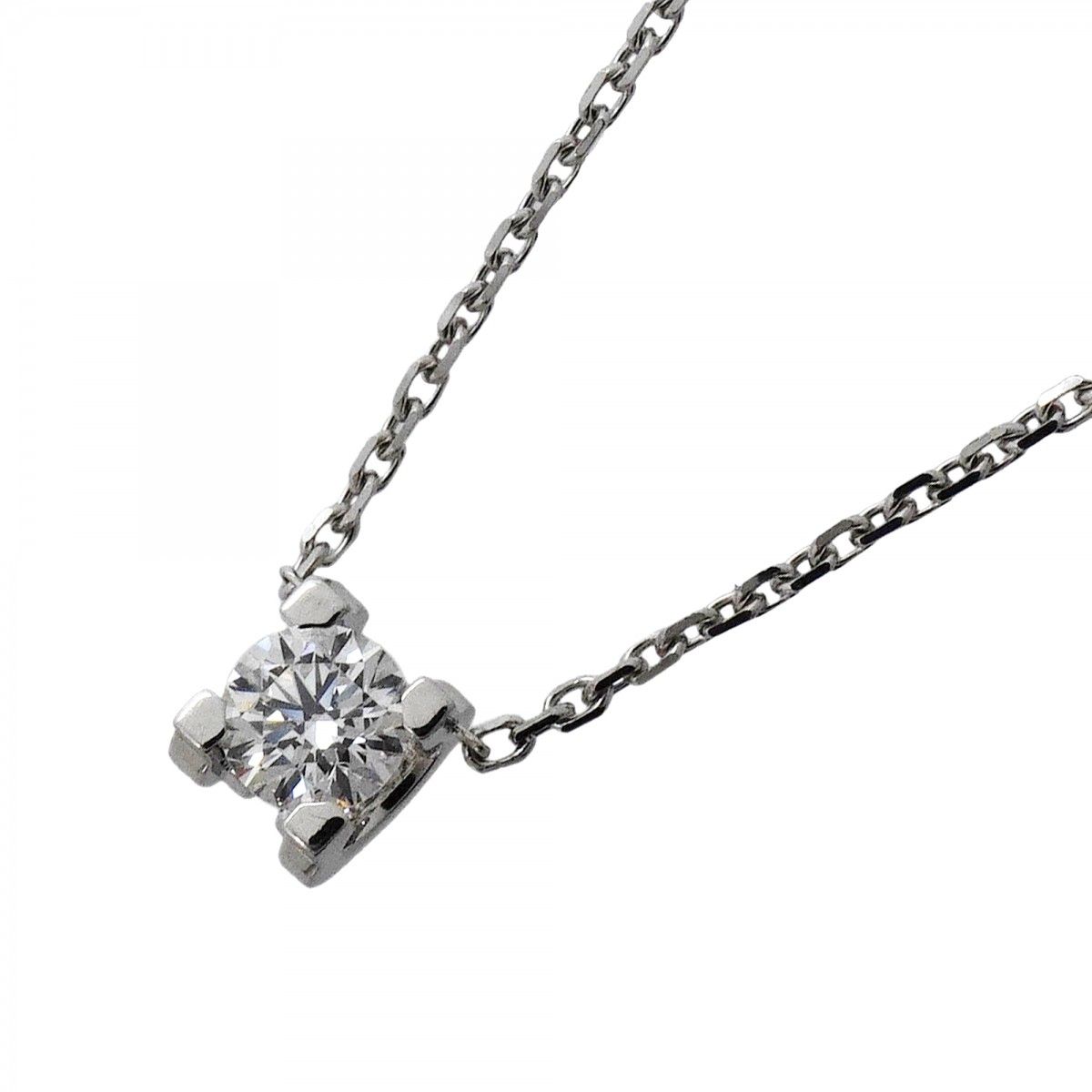 【6jfb0958】カルティエ ネックレス Cドゥ 1PD K18WG ホワイトゴールド ダイヤモンド【中古】レディース