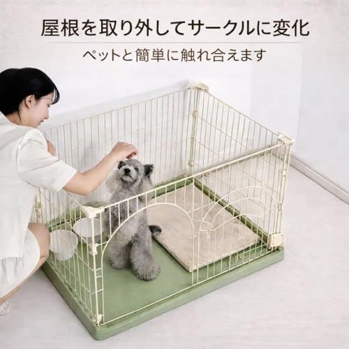 猫ケージ 犬 ゲージ ウサギ用 小型犬 屋根取り外し可能 組立簡単 サークル 室内用インテリア ゲージ (ホワイト, S（幅76×奥行50×高さ47cm))mt