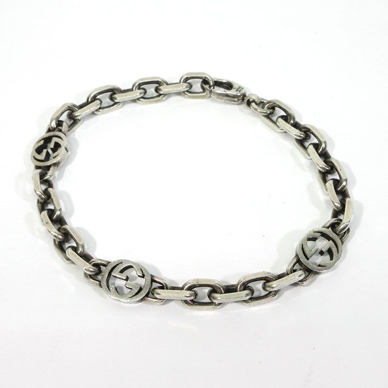 【三重本店】 中古 GUCCI | グッチ 620798 インターロッキングG チェーン ブレスレット シルバー サイズ：19 【135】