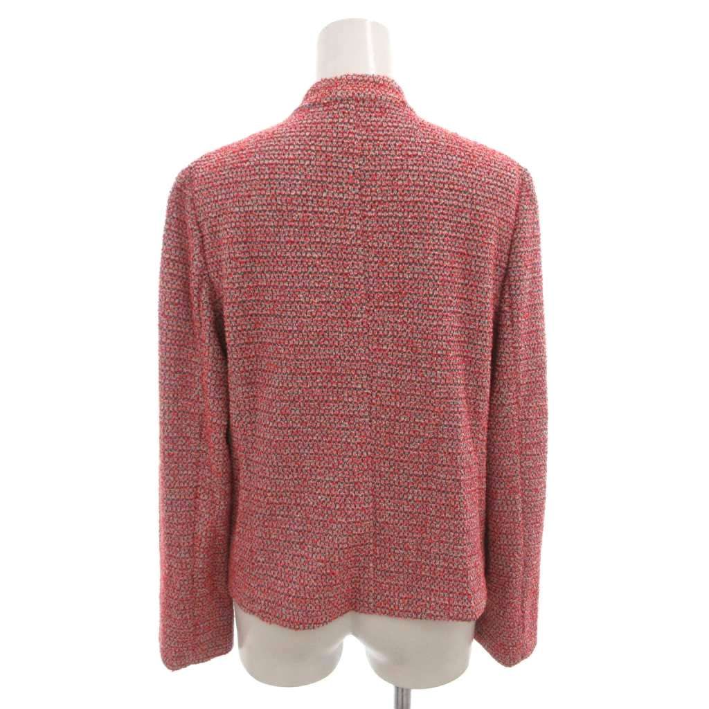 アクアスキュータム AQUASCUTUM ツイード ノーカラー ジャケット 10 赤