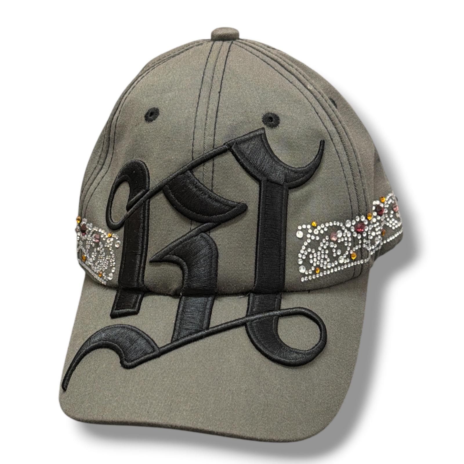 参考上代33000円 未使用 BossUp RHINESTONE TIARA CAP ラインストーンティアラキャップ 帽子 ボスアップ mgy25leh01 グレー F （19305M）