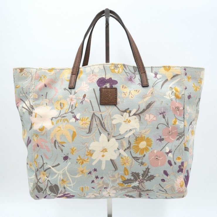 GUCCI（グッチ）チルドレンズ フローラ キャンバストートバッグ 花柄 ライトブルー キャンバス レディース 284721【中古】