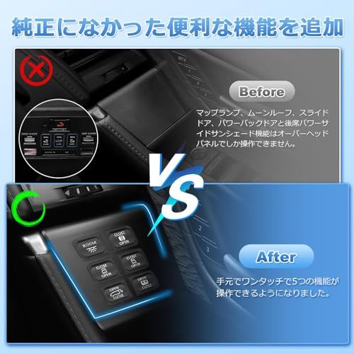 GIMUYA トヨタ 新型 アルファード 40系 ヴェルファイア 運転席増設ドアスイッチキット パワースライドドア バックドア 開閉スイッチ ALPHARD VELLFIRE AAHH4 AGH4 TAHA4 R5.6? 専用 純正交換 内装 カスタム パAR