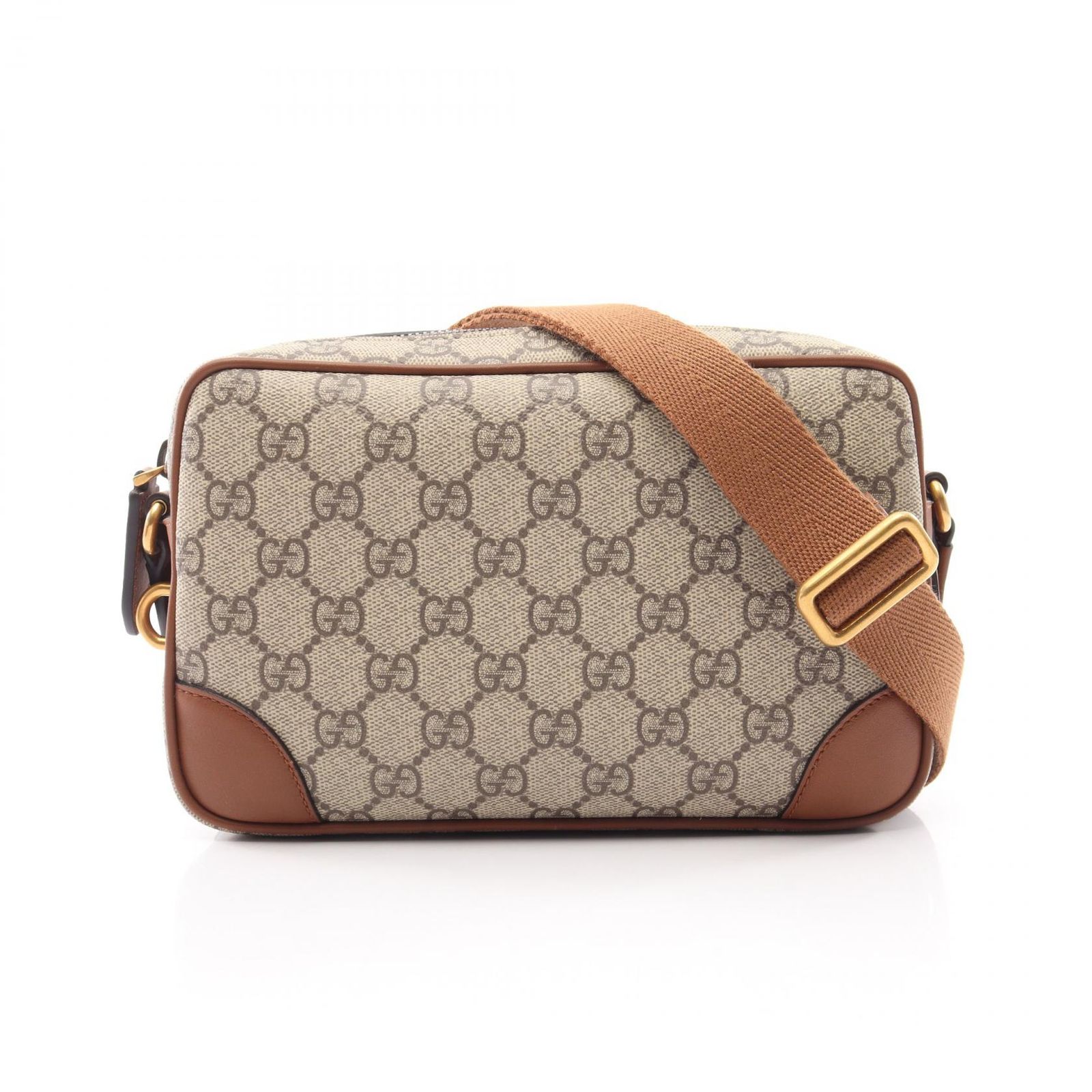 グッチ GUCCI ショルダーバッグ GGエンブレム 821216 ベージュ/ブラウン PVCコーティングキャンバス レザー GGエンブレム ショルダーバッグ レディース Used A