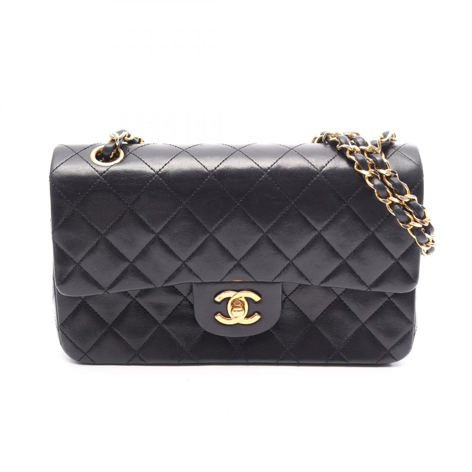シャネル CHANEL ショルダーバッグ マトラッセ Wフラップ ブラック ラムスキン（羊革） マトラッセ ダブルフラップ チェーンショルダー レディース Used A