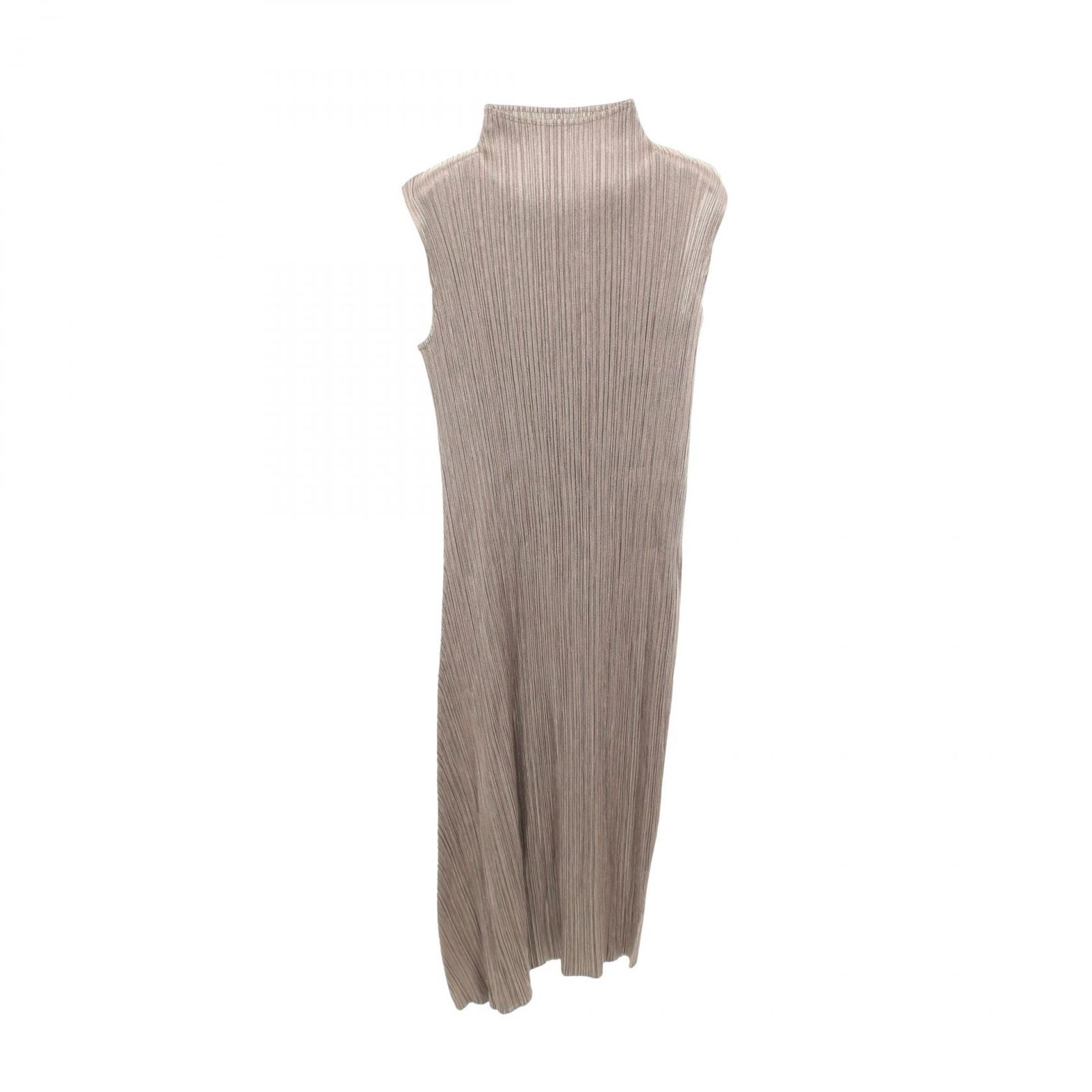 【未使用】プリーツプリーズ ハイネックプリーツノースリーブワンピース ベージュ プリーツプリーズ PLEATS PLEASE ワンピース プリーツ ノースリーブ