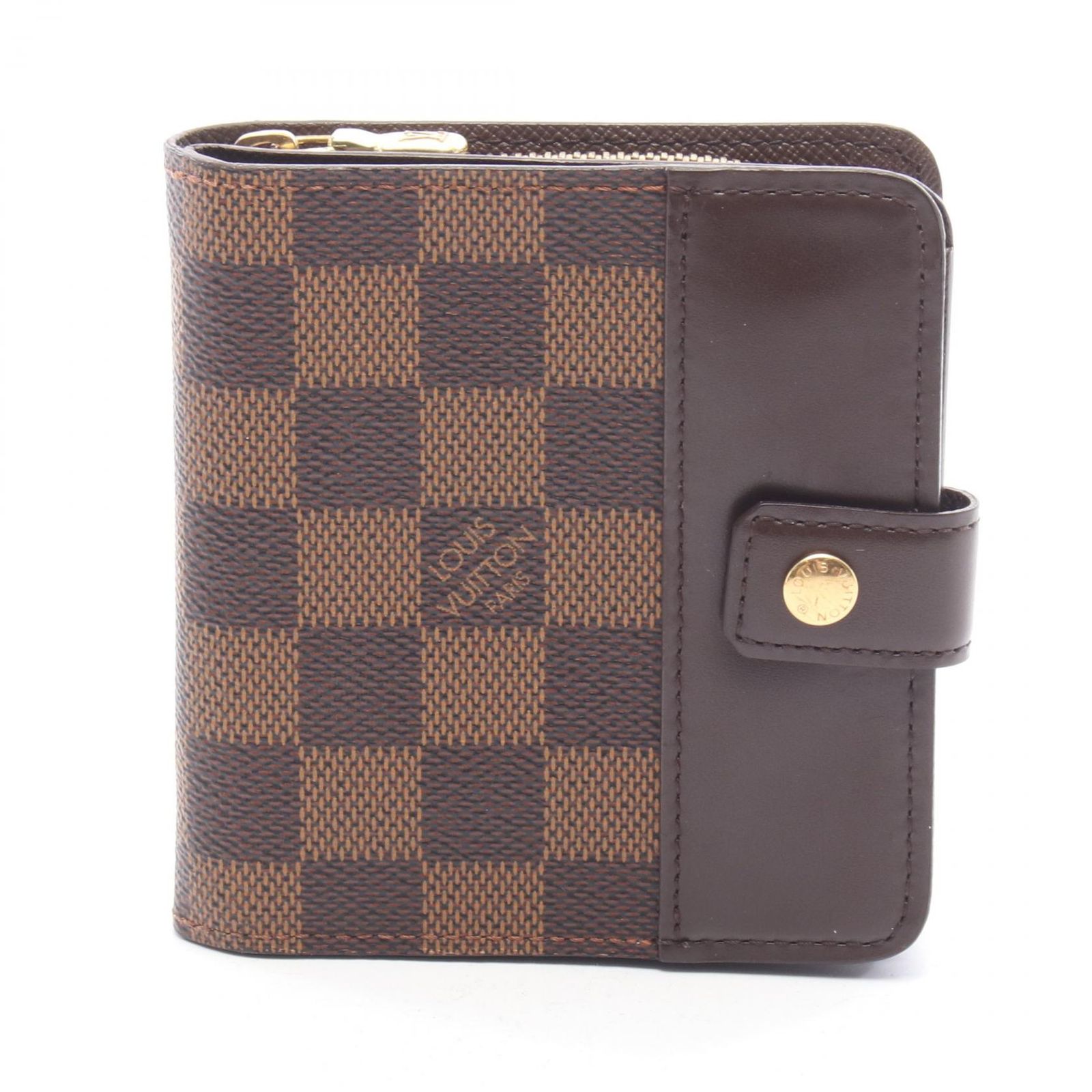 ルイ・ヴィトン LOUIS VUITTON 二つ折り財布 コンパクトジップ ダミエエベヌ N61668 レザー コンパクト・ジップ レディース Used B