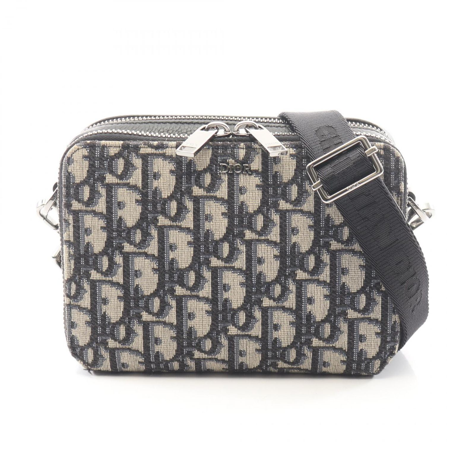 ディオール Dior ショルダーバッグ オブリーク ストラップポーチ 2OBBC119YSE_H05E ネイビー キャンバス レザー オブリーク ストラップ付き ジップポーチ メンズ