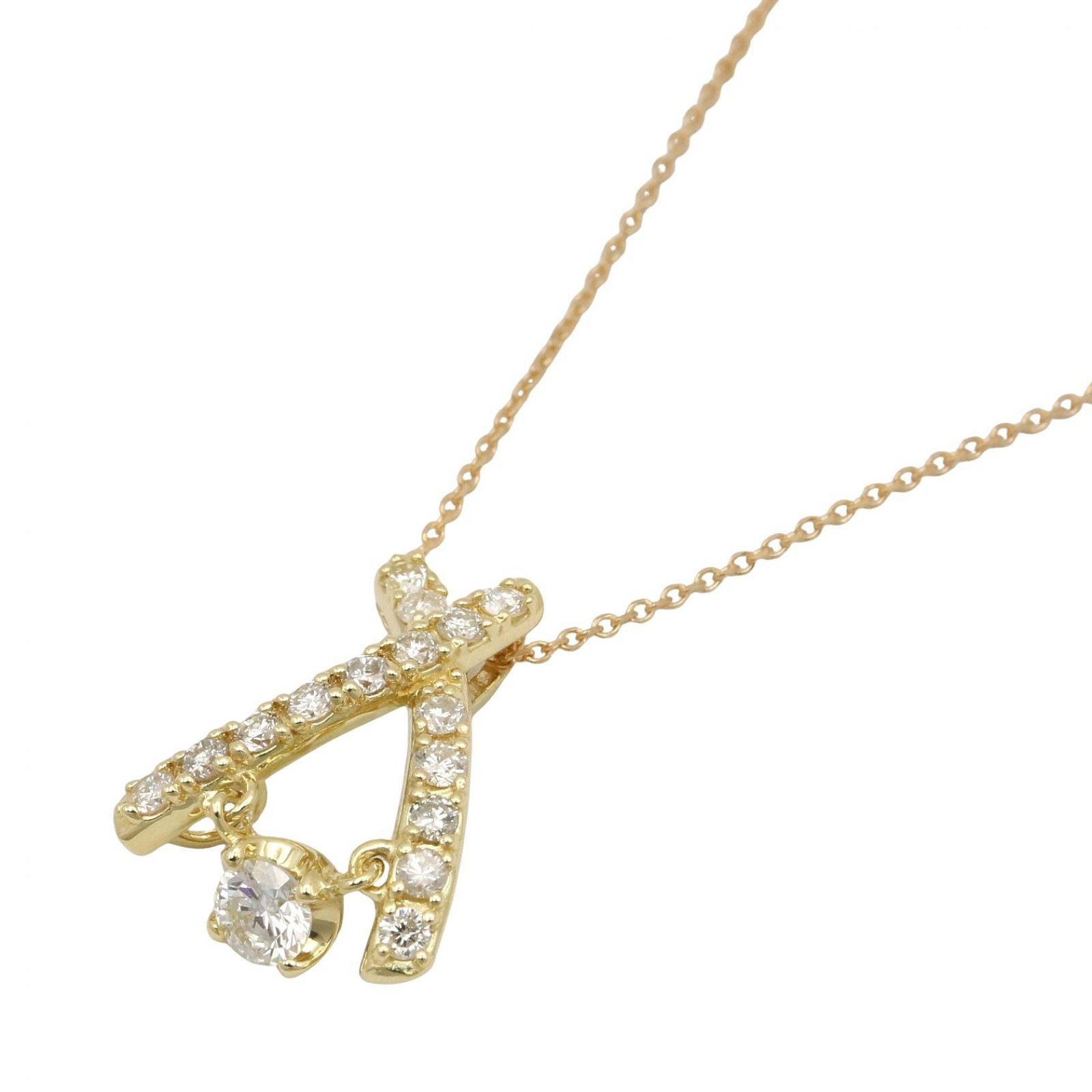 ジュエリー JEWELRY ネックレス ダイヤ ネックレス ﾀﾞｲﾔ 3.6g 首回45.5cm K18（イエローゴールド） ダイヤモンド ネックレス レディース Used A