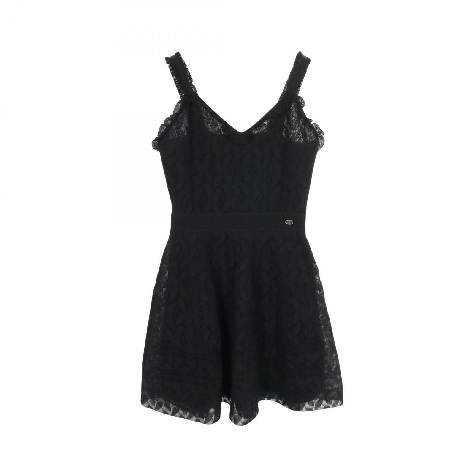 シャネル CHANEL ワンピース ココマークボタン カメリア レース ノースリーブ P56109K07334 ブラック ナイロン コットン ワンピース レディース Used A 147,400円