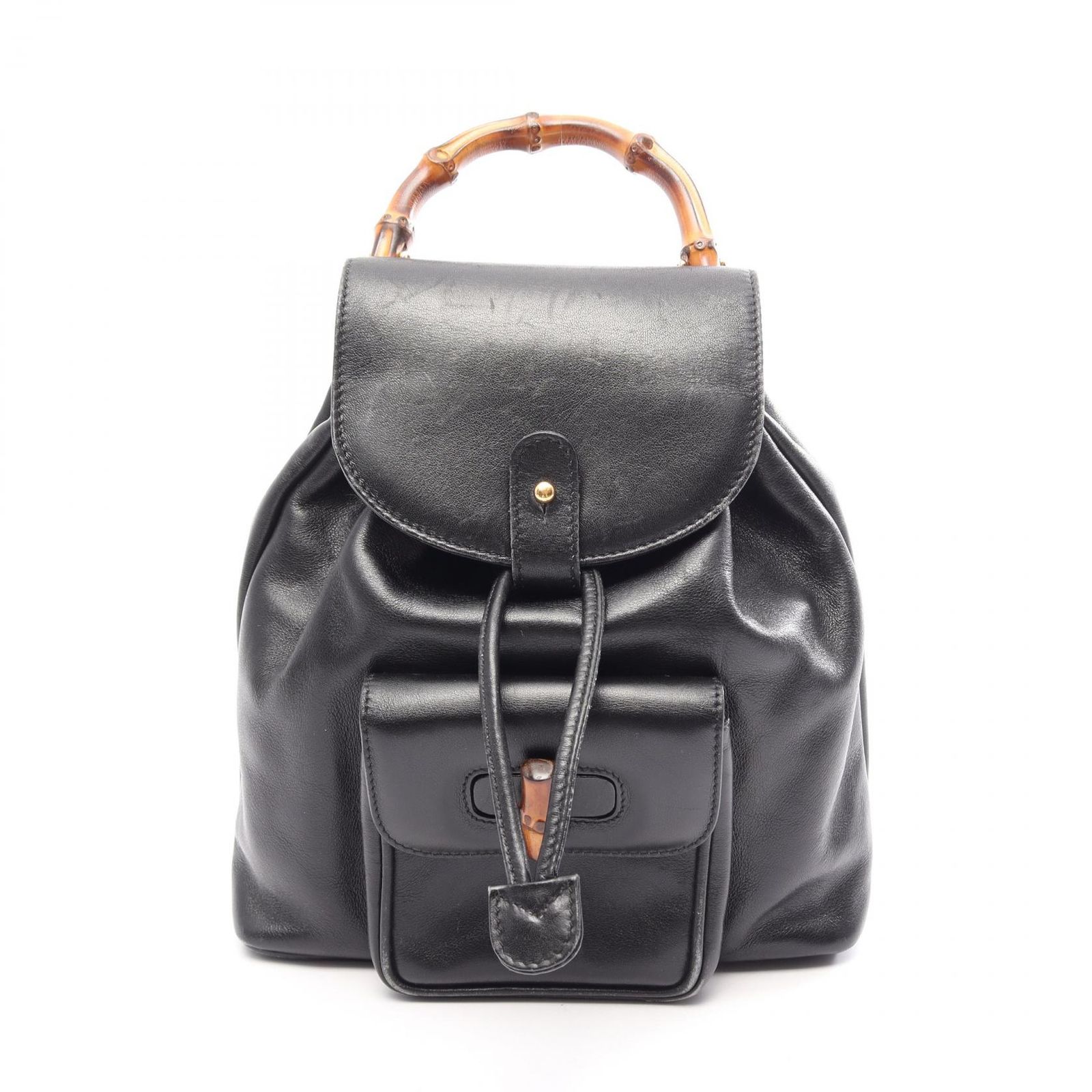 グッチ GUCCI リュックサック バックパック バンブー 003･1705･0030 ブラック レザー バンブー スモール バックパック レディース Used B