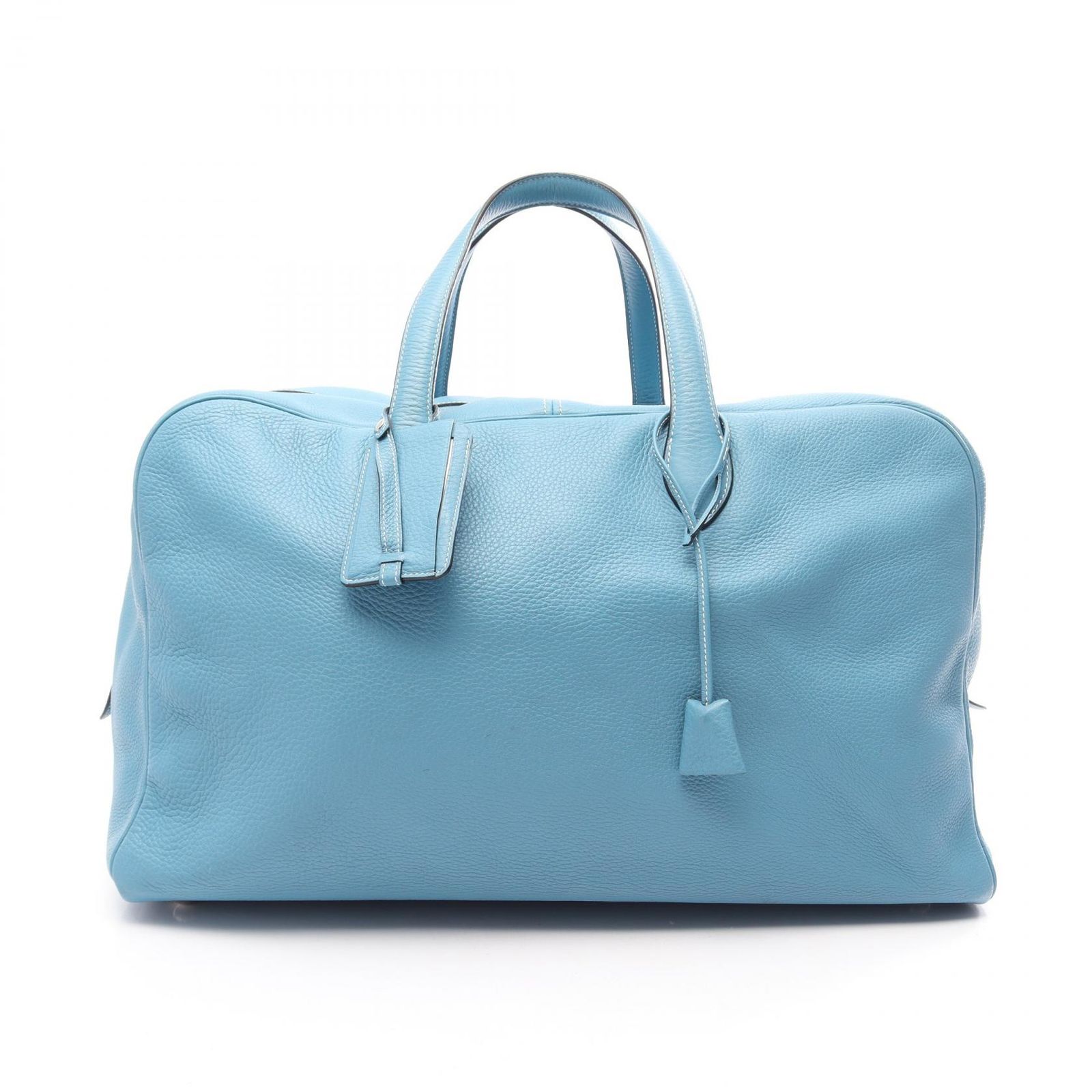 エルメス HERMES ボストンバッグ ヴィクトリア50 ブルージーン レザー ヴィクトリア50 ブルージーン ユニセックス Used B
