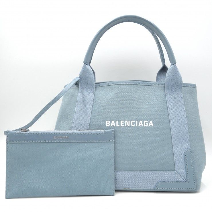 BALENCIAGA（バレンシアガ） ネイビーカバス XS トートバッグ ハンドバッグ ライトブルー キャンバス ポーチ付き 339933 4790 S 002123 【中古】 46,188円