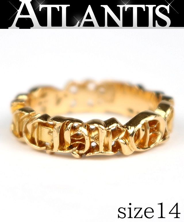 CHROME HEARTS 銀座店 クロムハーツ インボイス付き 22K 【CHROME】バンド スモール リング 指輪 メンズ ゴールド 約14号 103792 CHROME HEARTS 銀座店 クロムハーツ インボイス付き 22K 【CHROME