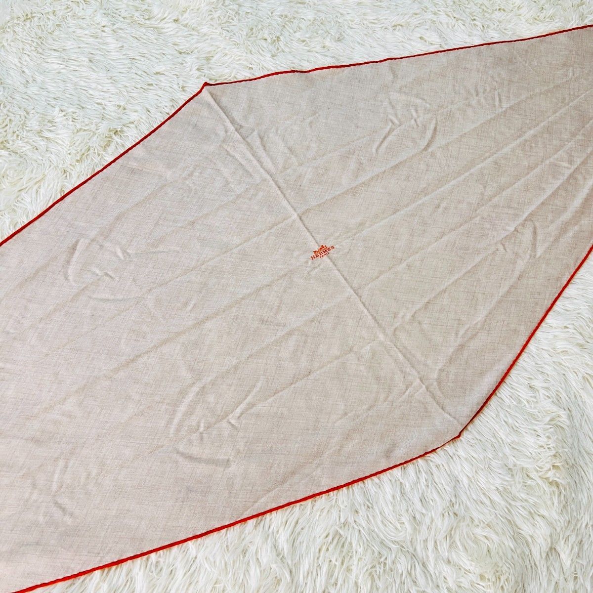 エルメス ロザンジュ 大判　ストール カシミヤ×シルク ベージュ グレージュ オレンジ 箱付き
