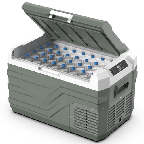Alpicool 車載冷蔵庫 27L ポータブル冷蔵庫 急速冷凍 小型 -20℃?20℃ 静音 3WAY電源対応 DC12V/24V AC100V 車載冷蔵冷凍庫 車載家庭両用 庫内灯 固定用穴付き 低電圧保護 トラック 車中泊 キャンプ アウトドア 現場 日