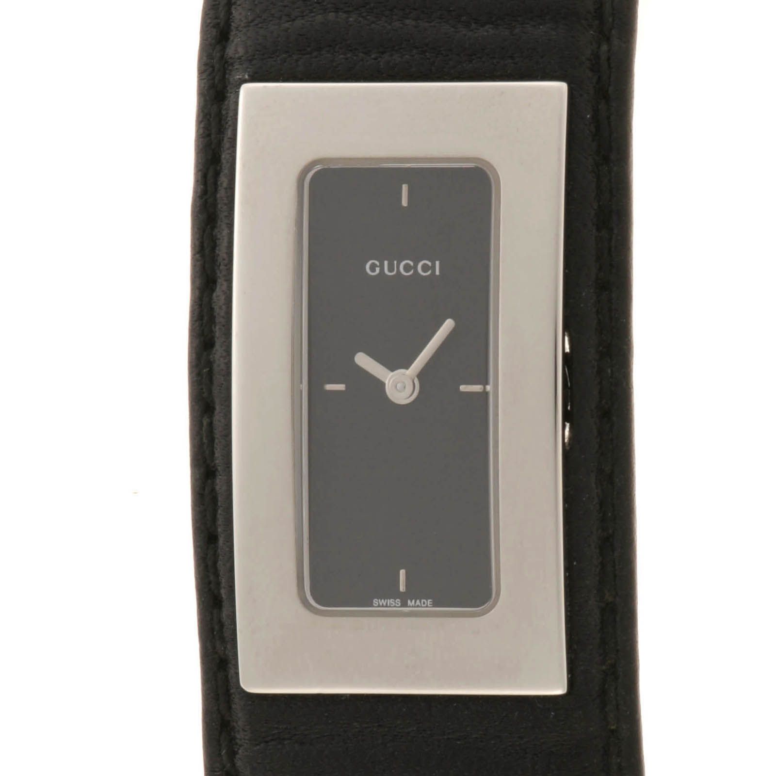 GUCCI グッチ 7800S ブラックベルト ステンレススチール/革 ブラック