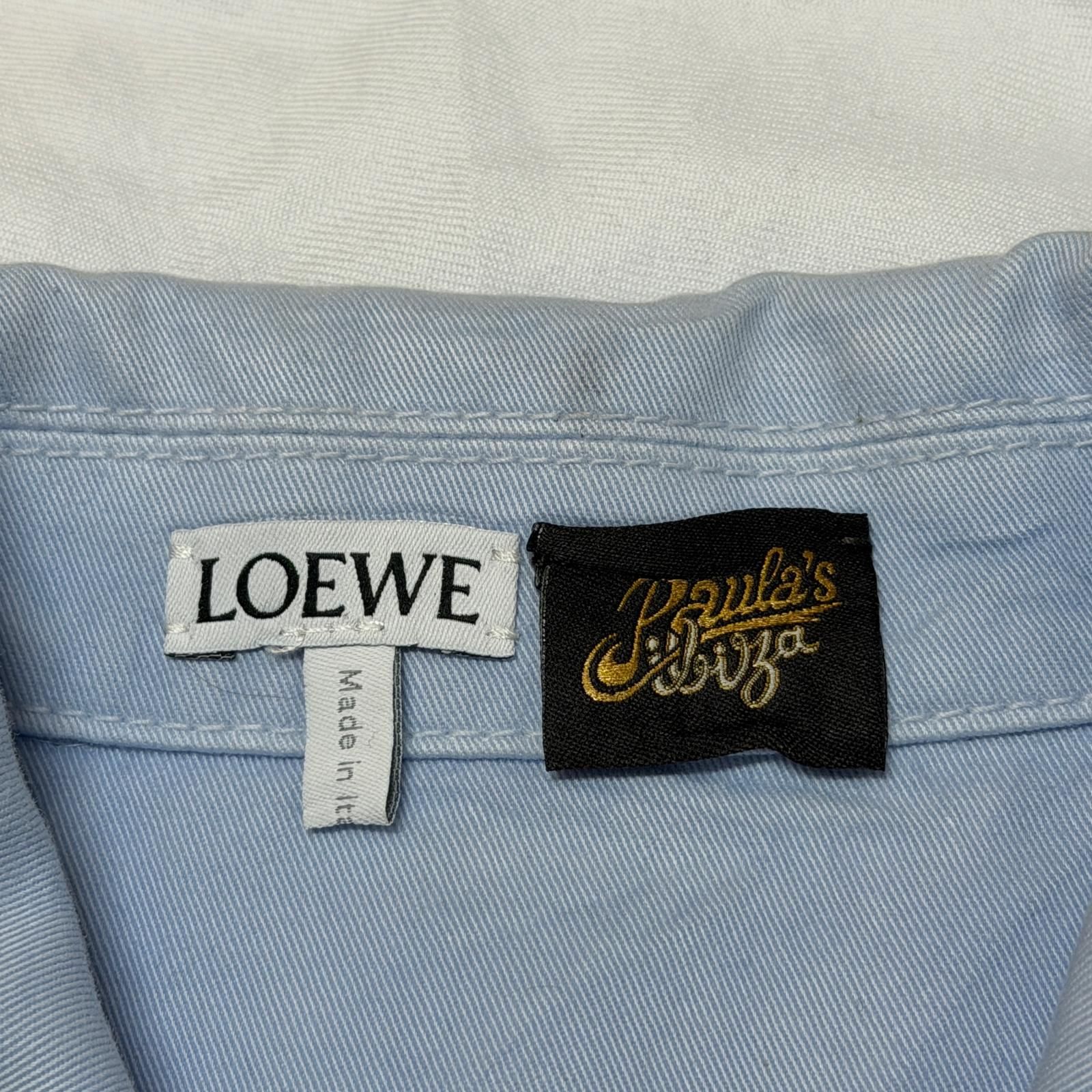 国内正規 LOEWE Anagram Short-Sleeve Shirt  アナグラム刺繡半袖シャツ ウォッシュド加工 ロエベ H616Y1DX04 ブルー 37 （3688M） 国内正規 LOEWE Anagram Short-Sleeve Shirt アナグラム刺繡半袖シャツ