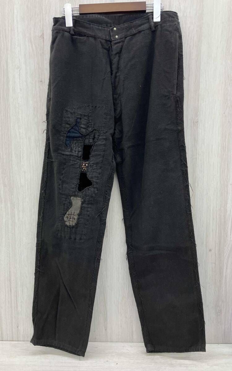 (2) SHARE SPILIT 綿パンツ ブラック ダメージ風 HFA912 サイズ:M