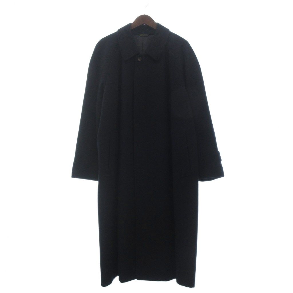 カシミヤ cashmereステンカラーコート ロング アウター 90 A4 黒