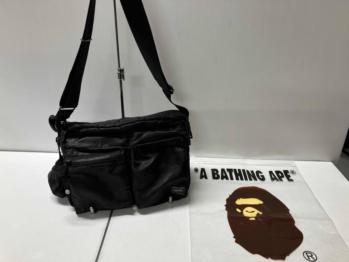A BATHING APE × PORTER 394-19005 ショルダーバッグ ブラック×カモフラ