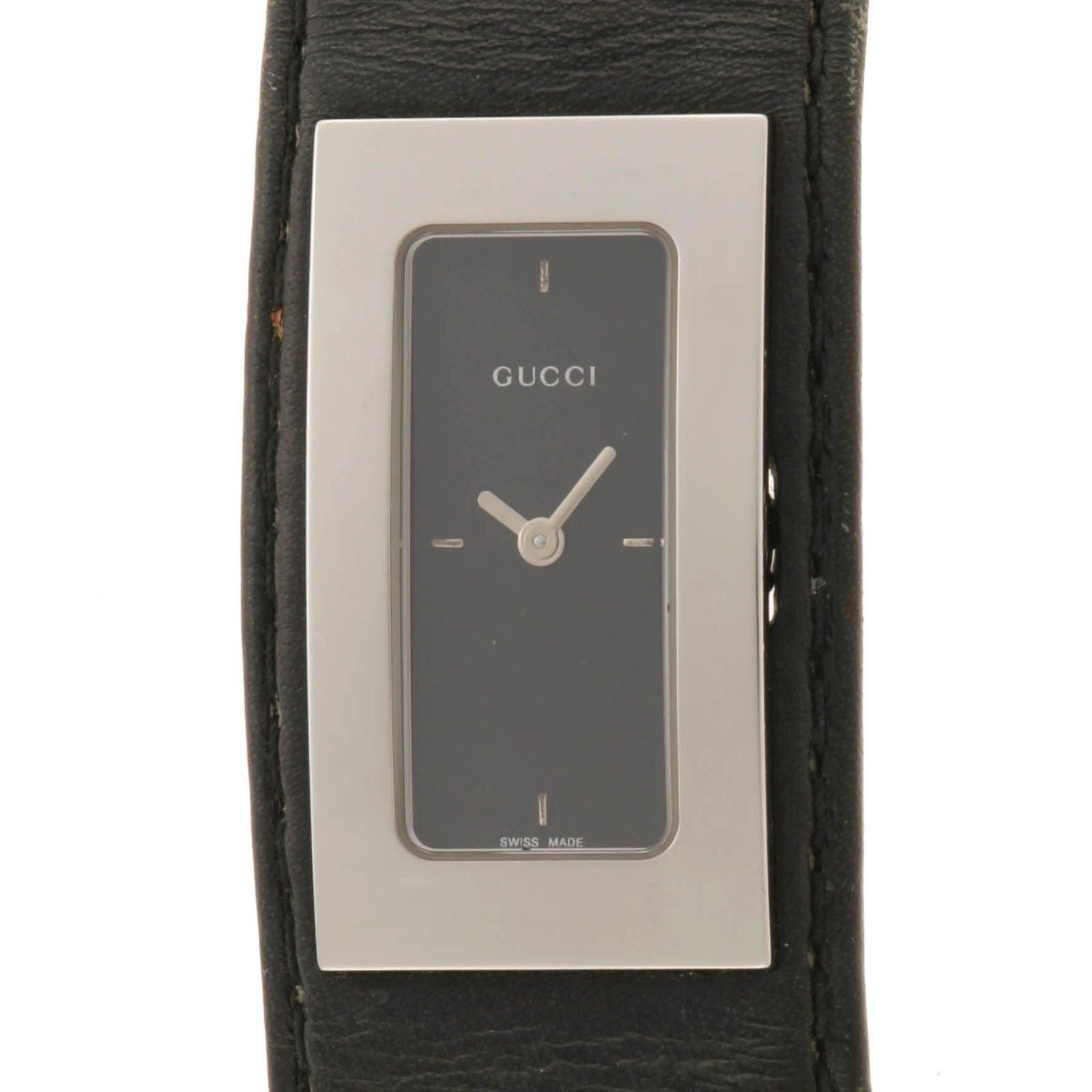 GUCCI グッチ 7800S 腕時計 ステンレス/革 ブラック文字盤 レディース
