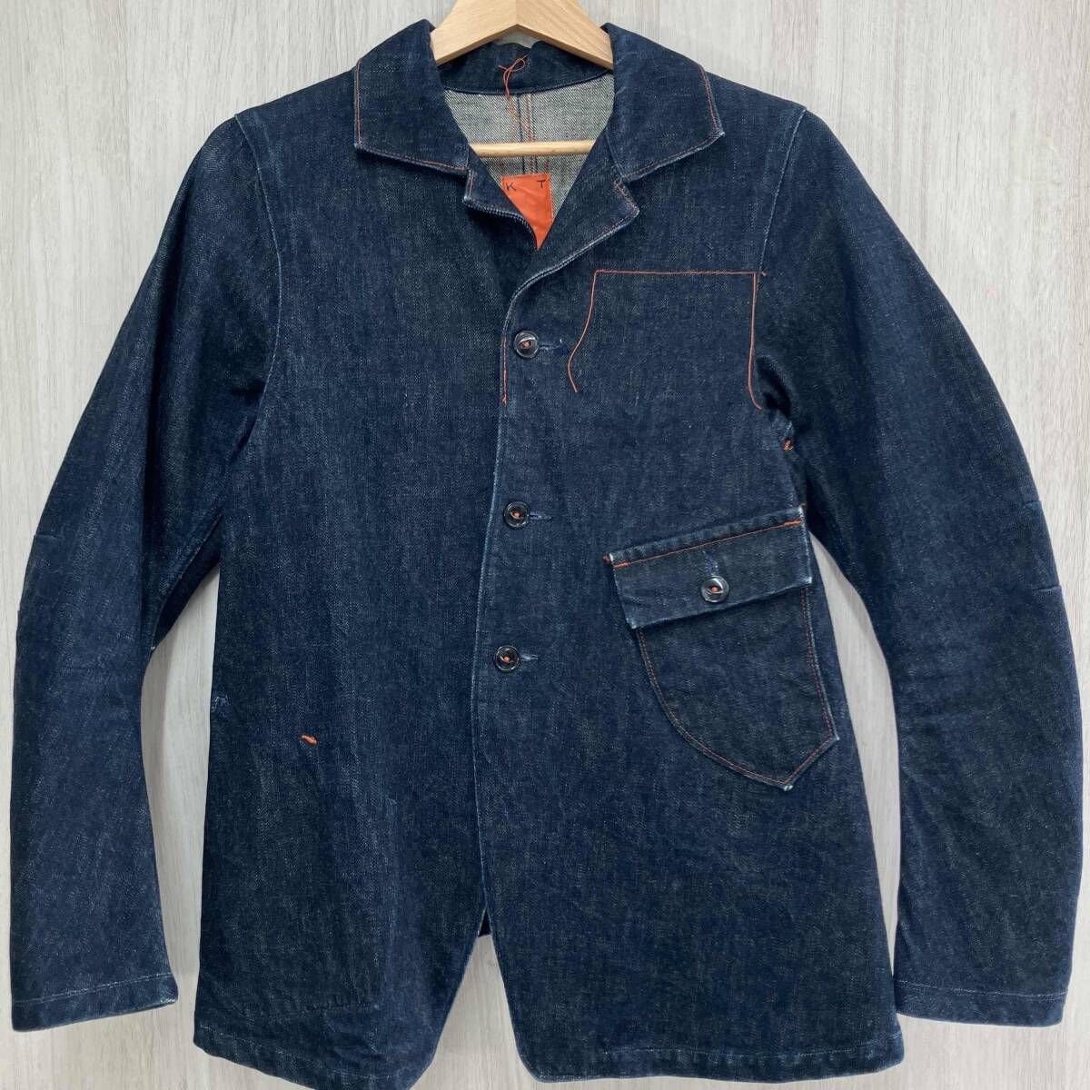 KATO' 3D DENIM JACKET 立体裁断 デニム ジャケット カトー カバーオール ブルゾン メンズ インディゴ 3つボタン フリーサイズ
