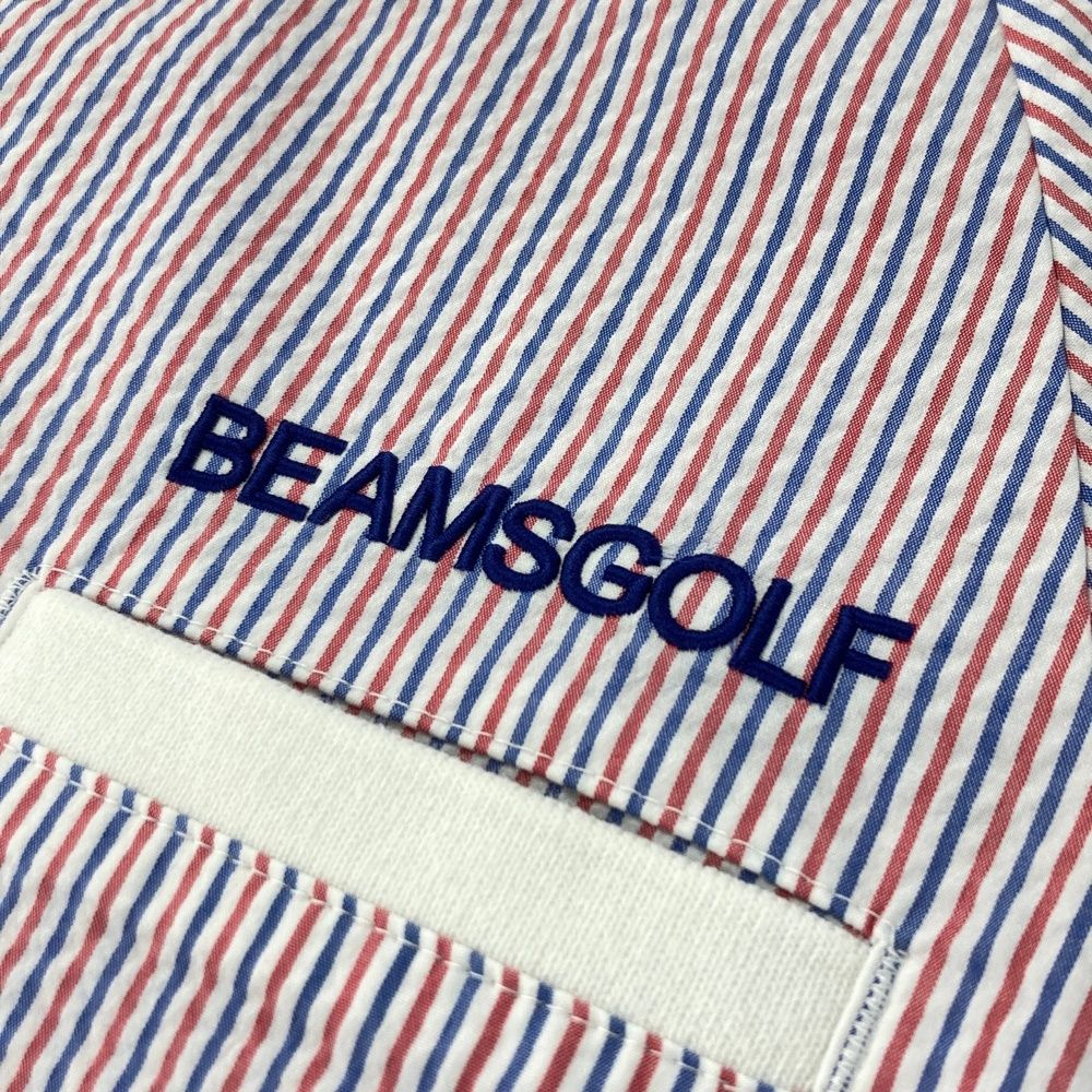 BEAMS GOLF シアサッカー ストライプ 春夏 Mサイズ サイズ：M BEAMS GOLF ビームスゴルフ 襟付 プルオーバー シアサッカー