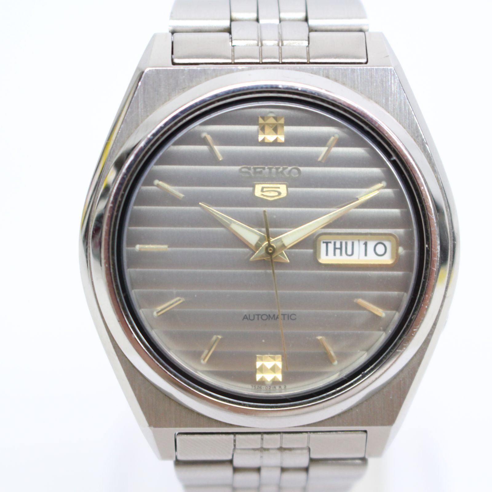 IS788)SEIKO 5 セイコー 自動巻き デイデイト 7S26-8760 ストライプ