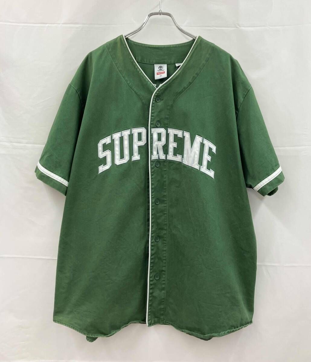 Supreme X Timberland シュプリーム×ティンバーランド 半袖シャツ Baseball Jersey ベースボールジャージ 23SS XXL グリーン 夏