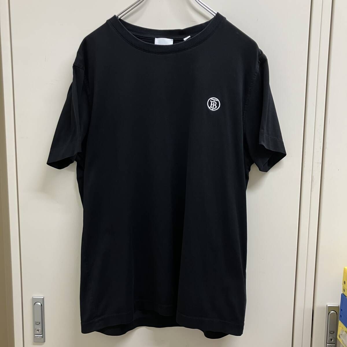 BURBERRY 半袖Tシャツ　モノグラム刺繍カットソー　サイズ:M ブラック　バーバリー