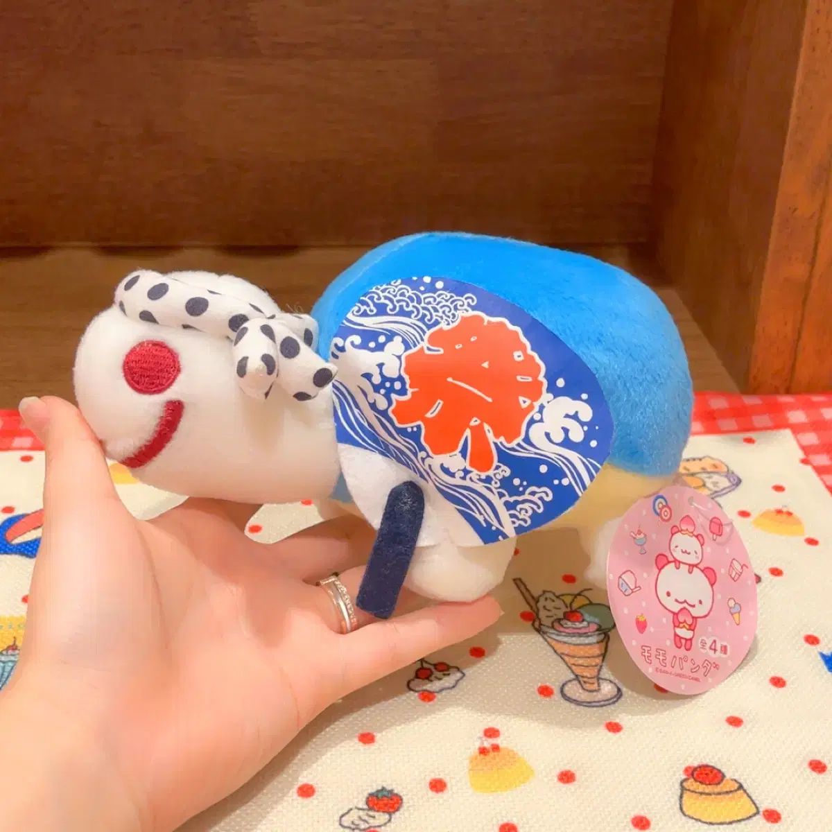 古典San-X モモパンダ 桃パンダ 亀 夏祭り うちわ ぬいぐるみ