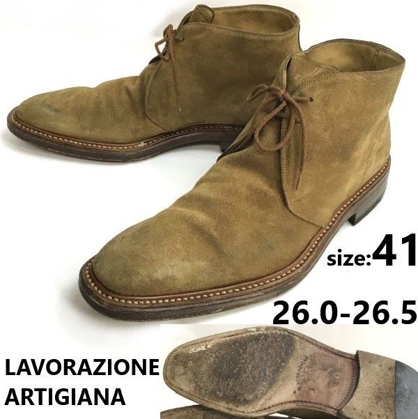 LAVORAZIONE ARTIGIANA★グッドイヤー製法/スエード本革/チャッカブーツ【41/26.0-26.5/茶系】shoes/boots/Vintage◆bWB107-8