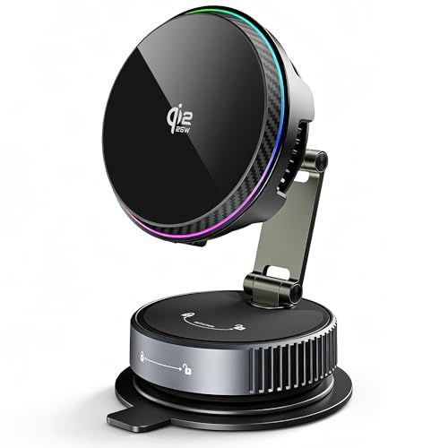 【ペルチェ冷却】Qi2.2 25W急速充電 車載ホルダー スマホ冷却 ワイヤレス充電器 MagSafe対応 | 真空吸盤 スマホホルダー 正規認証品 マグセーフ充電器 iPhone17/16シリーズ(iOS26以降対応)&Pixel10 Pr 180ea469