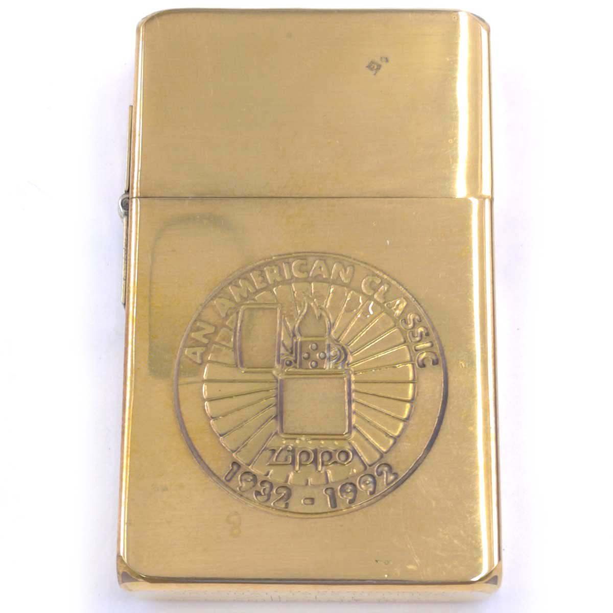 【未使用】zippo ジッポー 1932 ファーストレプリカ 60周年 ヌーボー 1992 ゴールドカラー オイルライター