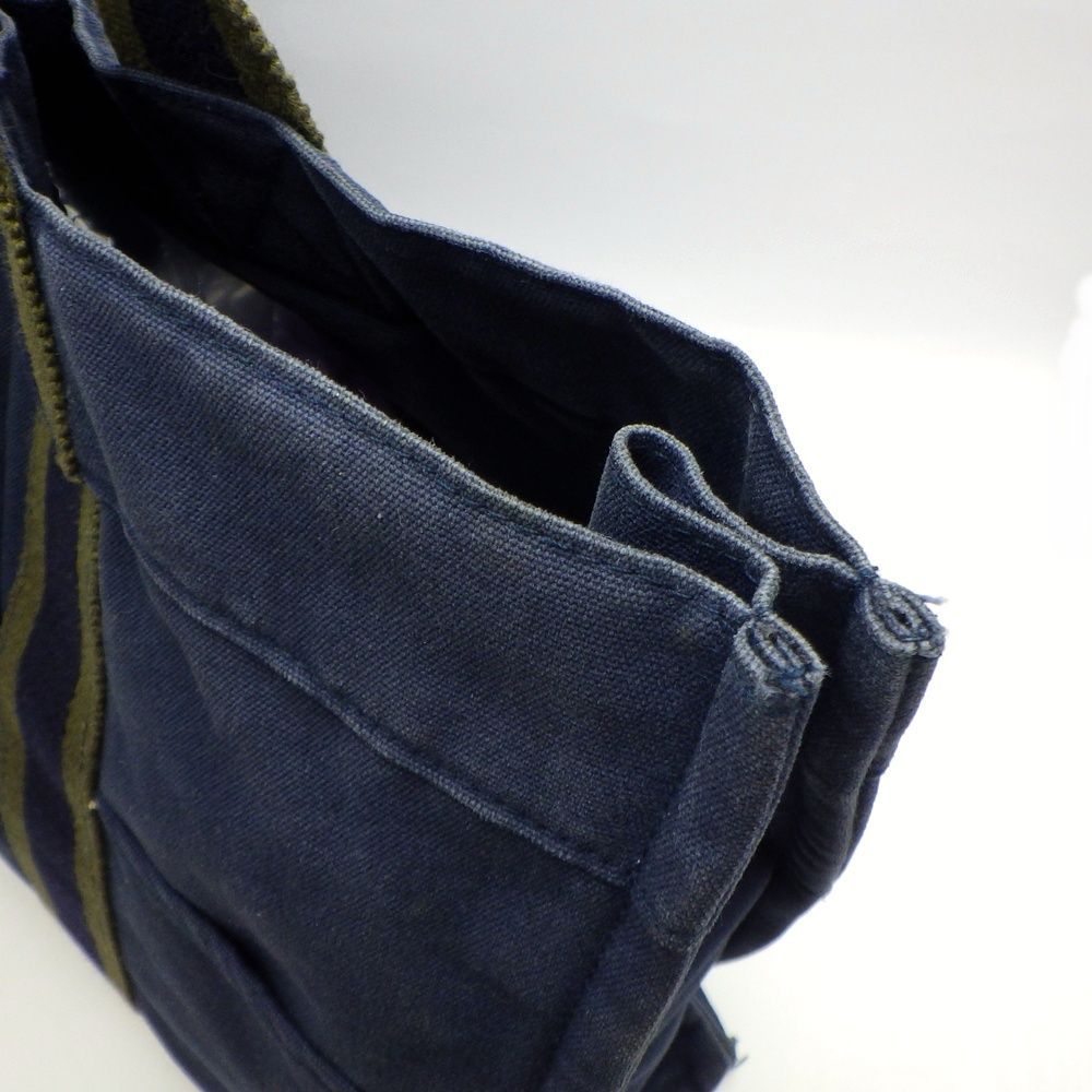 エルメス フールトゥMM トートバッグ キャンバス ネイビー✖グリーン