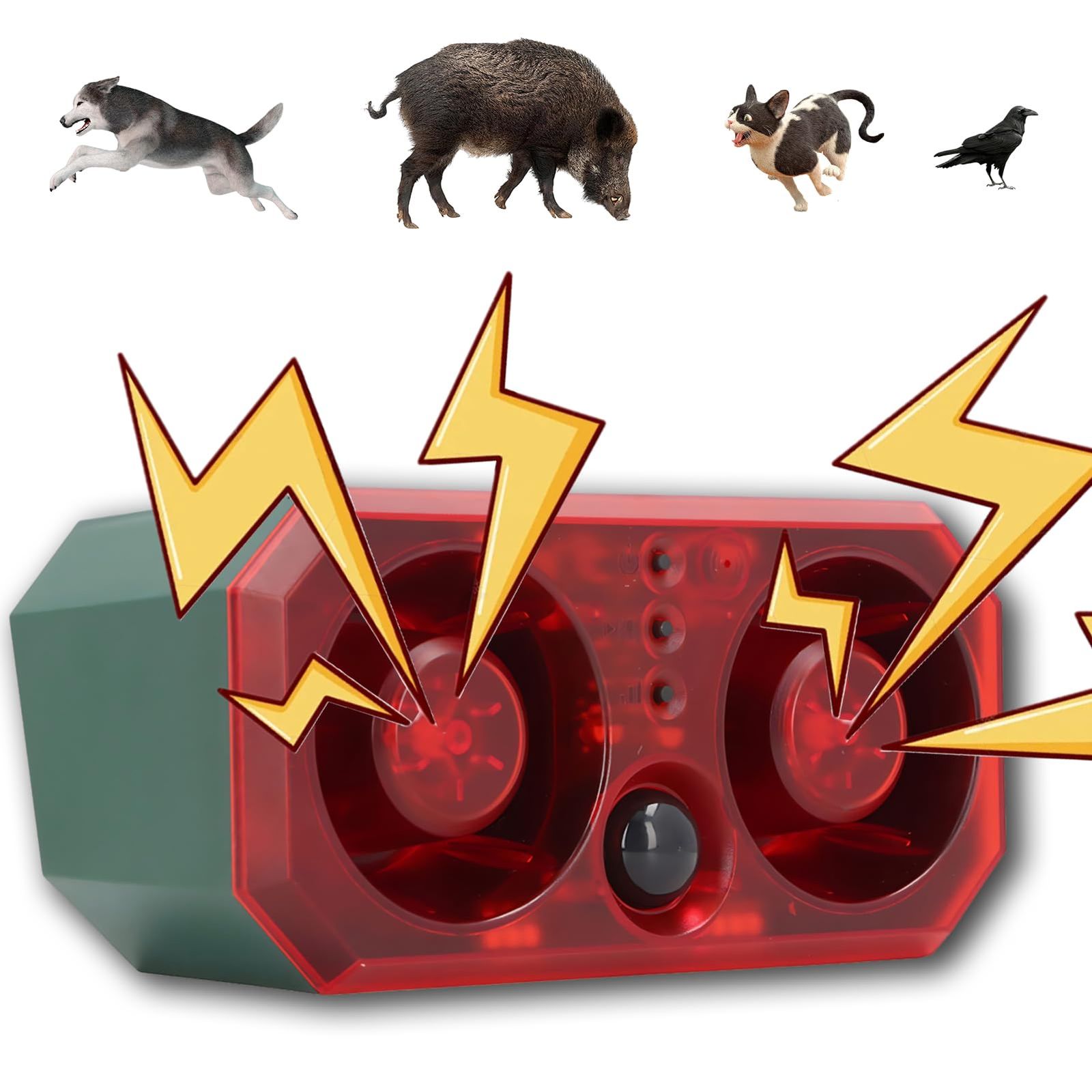 防犯ブザー 屋外 屋内、防犯犬の鳴き声、大音量防犯センサー充電式、 人感センサー リモコン付 センサー警報機、12個の赤色点滅LEDモーション検出器アラームサイレン防水家庭、玄関、ヤード、庭、農場用、猫除け動物撃退器