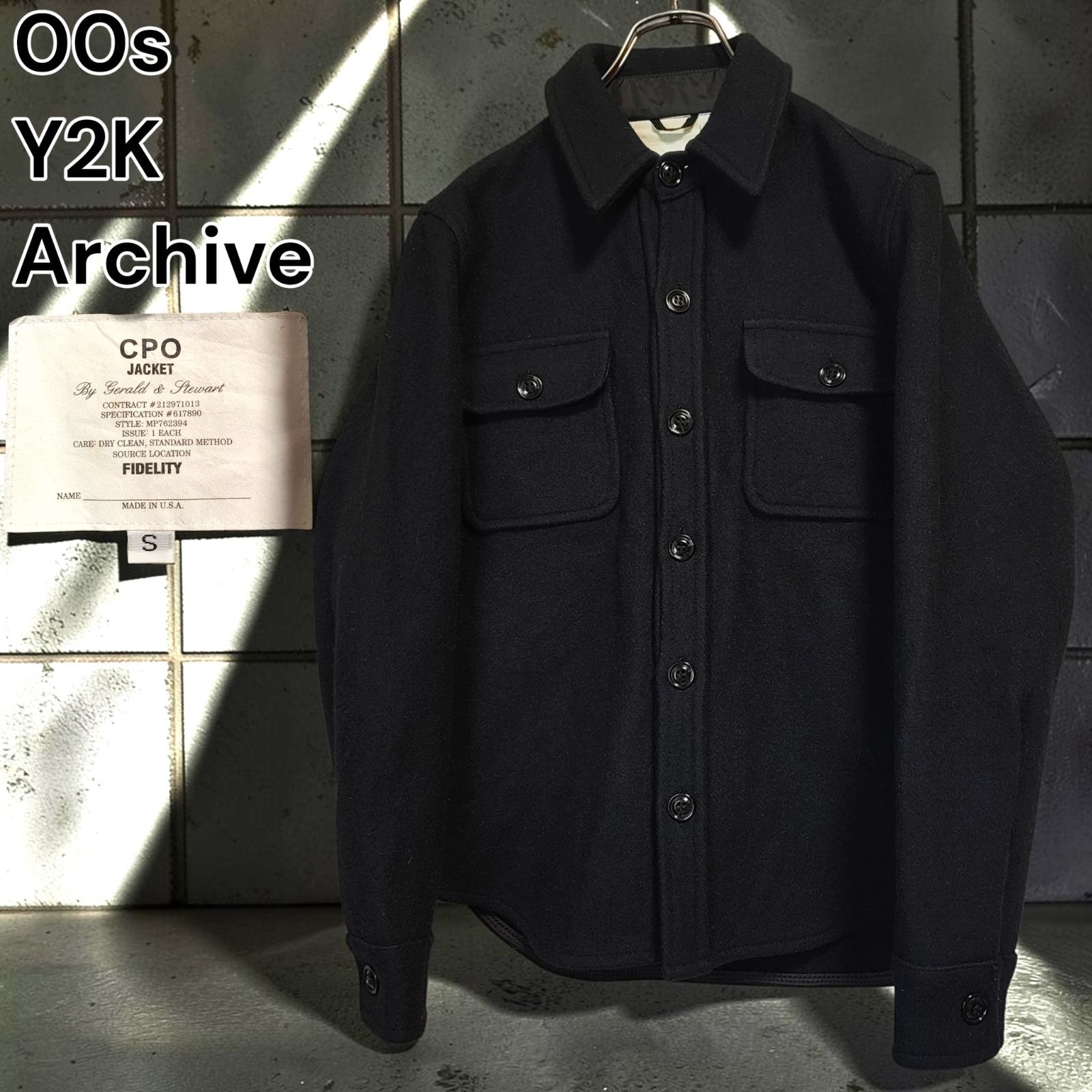 00s FIDELITY Y2K Archive CPO Jacket USA Black 肉厚 ウール メルトン 