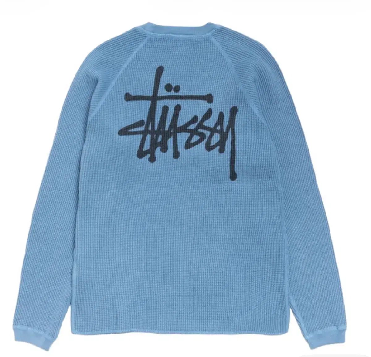 STUSSY ラグラン サーマル ロングスリーブ クルー ダスト ブルー