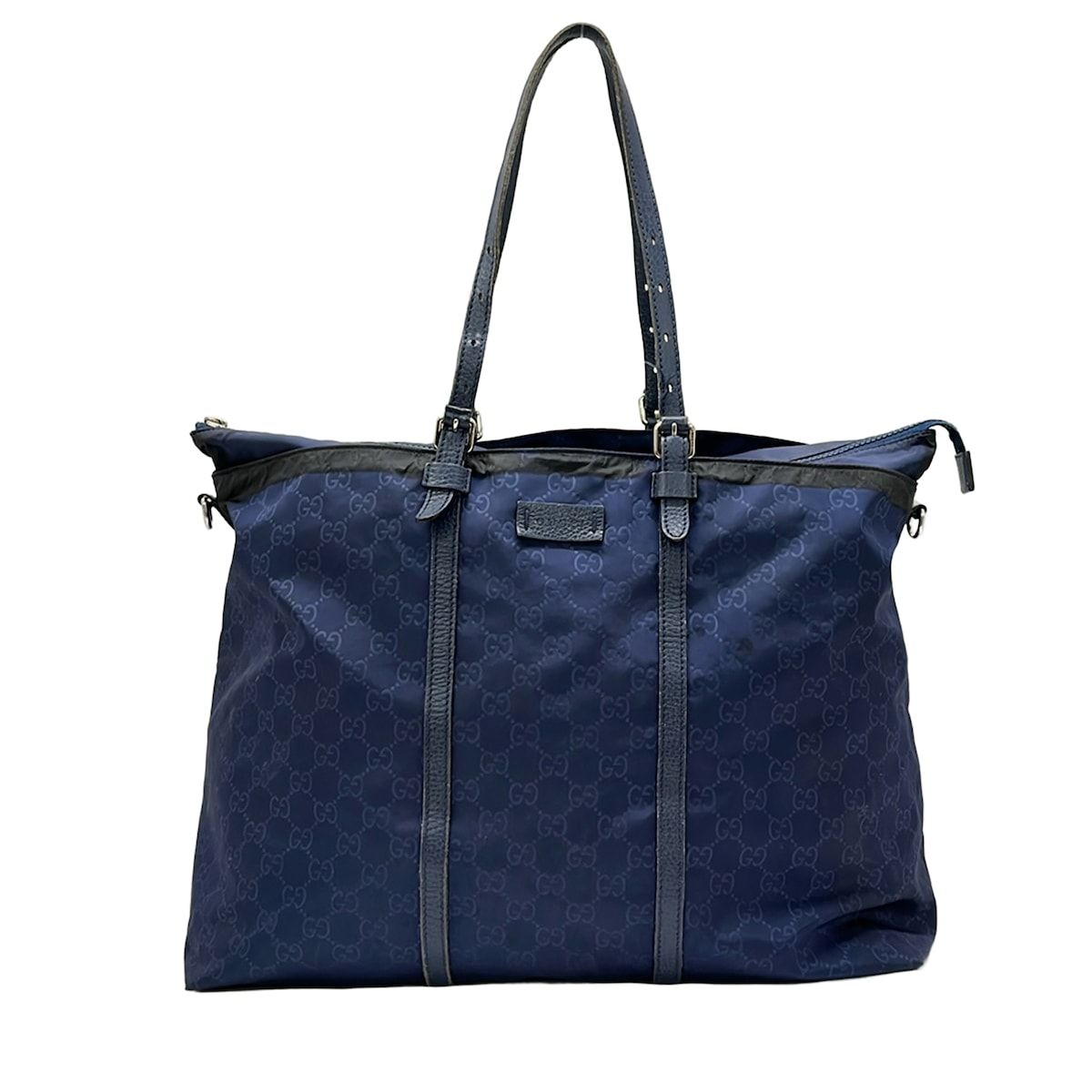 GUCCI(グッチ) ハンドバッグ GG柄 387068 ネイビー レザー