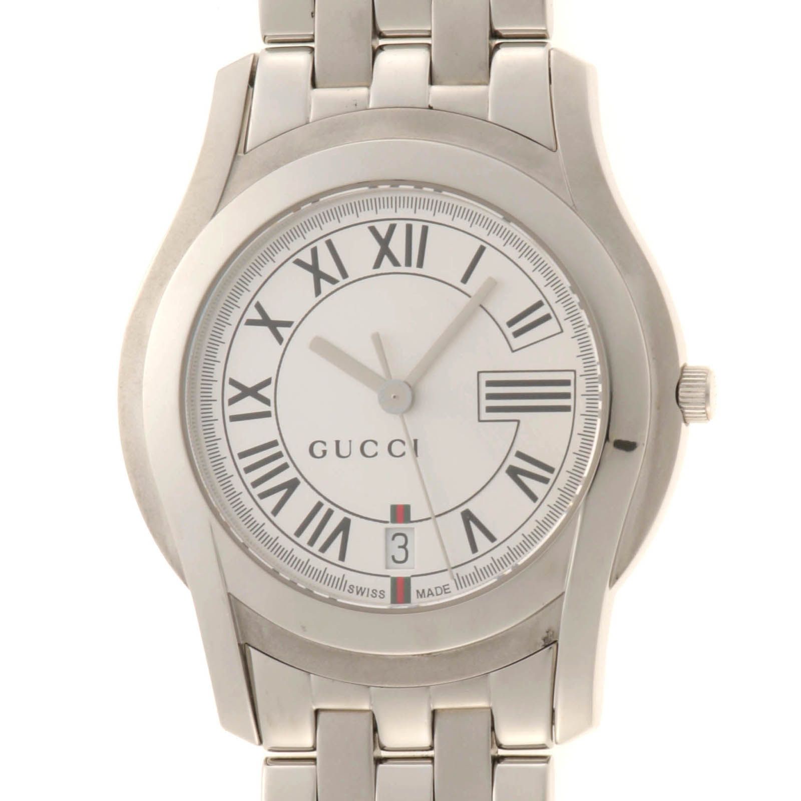 グッチ Gクラス 5500M シルバー文字盤 ローマン メンズ 不動 GUCCI グッチ Gクラス 5500M クオーツ ステンレス シルバー文字盤