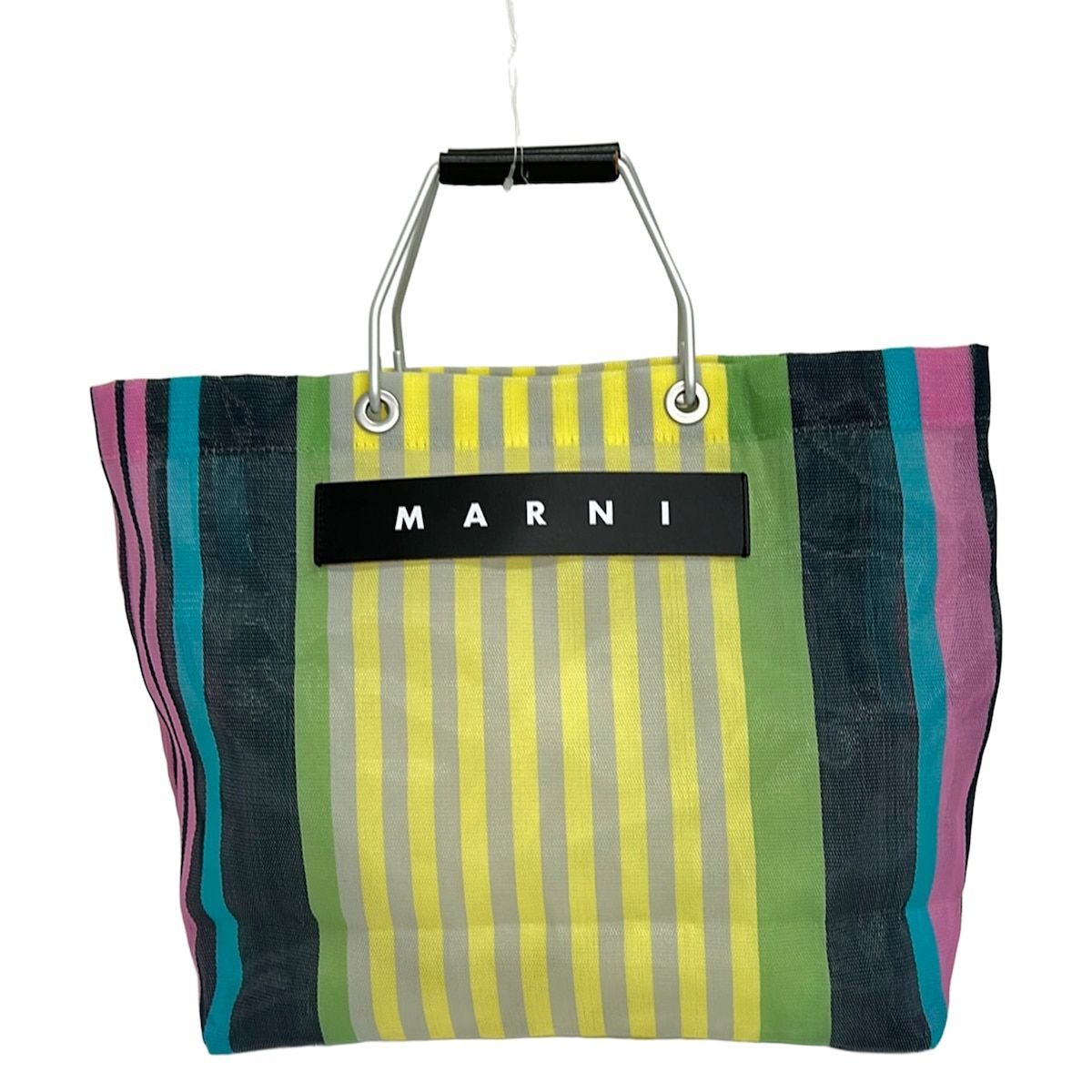 MARNI(マルニ) トートバッグ - イエロー×ネイビー×マルチ ストライプ レザー