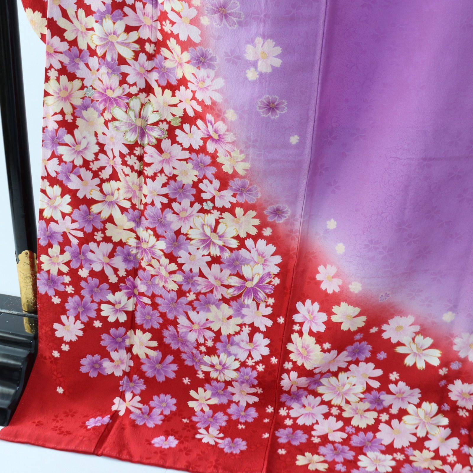 振袖セット リサイクル 成人式 正絹 ピンク色 桜文様 5点セット 身丈