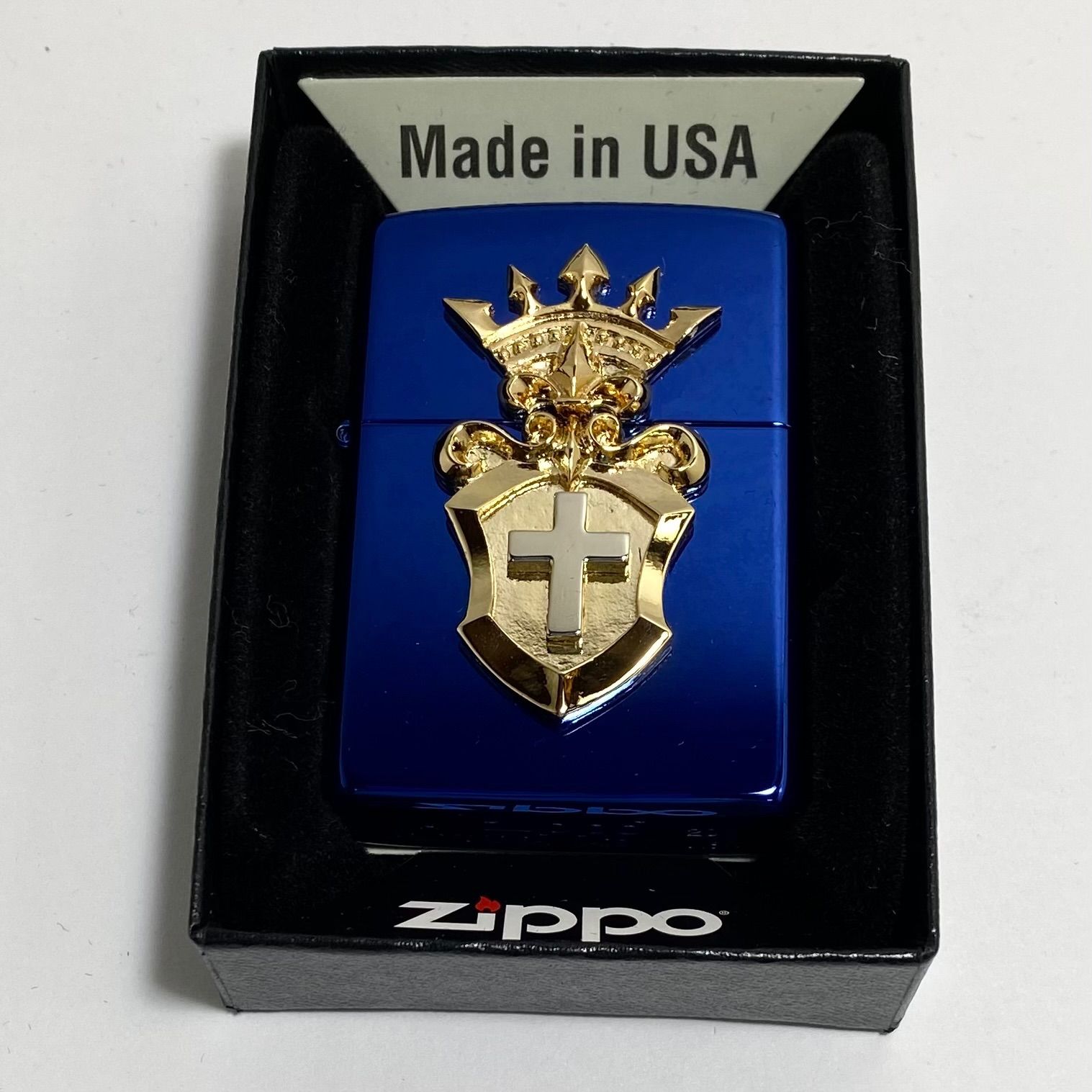 ZIPPO ジッポー ライター クロスとクラウン メタル貼り 2BLM-CRCROSS